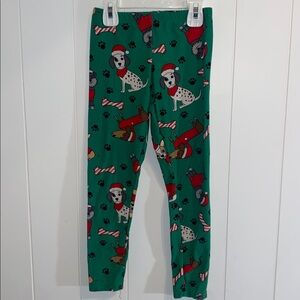 Green Dog and Candy Cane Print Leggings